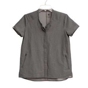 FIGS Technical Collection Gray Short Sleeve Scrub Top Pleated Shoulder‎ XS